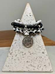 Bracelets: Black Agate Bracelet Set