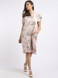 Linen Dresses: MATHILDE- Vintage Rose Day Dress