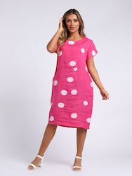 Linen Dresses: LUNA- Polka Dot Day Dress