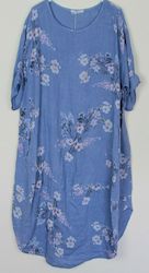 Linen Dresses: ISABELLA - Floral Sprig Cocoon Dress