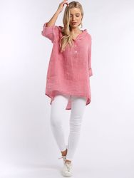 Tops: ADELE- Washed Linen Hooded Top