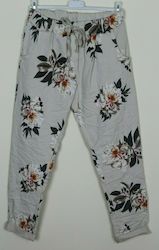 Pants: CRINKLE PANTS- Floral- Made In Italy
