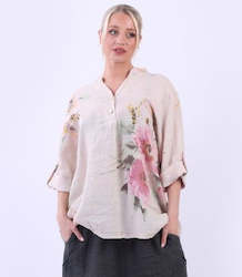 Tops: CATALINA- Floral Linen Shirt