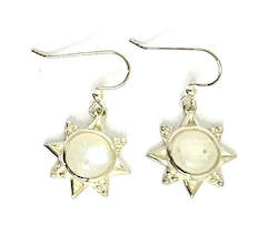 Jewellery: Moonstone Silver Star Earrings