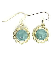 Jewellery: Aquamarine Silver Flower Earrings