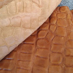 Leather good: Tan Croc Print Scrap Leather Piece - 27cm x 43cm