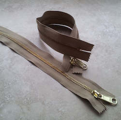 Leather good: YKK Metal Zip - 32cm (12.5") - Taupe/ Neutral