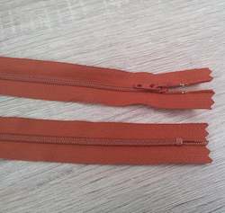 Leather good: 2 x YKK Dark Orange Zip - 22cm (8 3/4")
