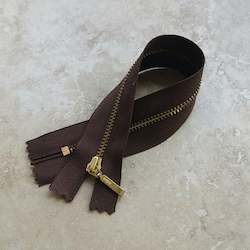 Leather good: YKK Metal Zip - 25cm (9 3/4") - Brown