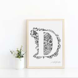 D - Floral Letter Illustration