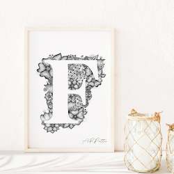 F - Floral Letter Illustration