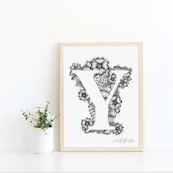 Y- Floral Letter Illustration
