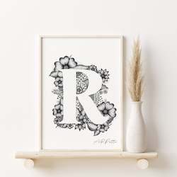 R- Floral Letter Illustration