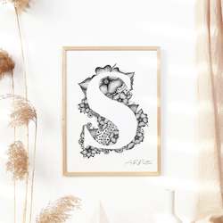 S - Floral Letter Illustration