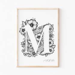 M - Floral Letter Illustration