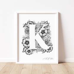 K - Floral Letter Illustration