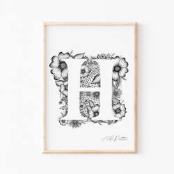 H - Floral Letter Illustration
