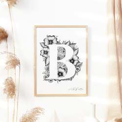 B - Floral Letter Illustration