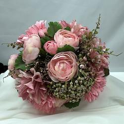 Pink Wedding Posy Bouquet - Artificial Flowers (Faux, Silk)