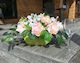 Gorgeous Peach & White in Green Trough - Paper Flowers (Faux)