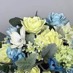Romantic in Yellow & Blue Bouquet â Paper Flowers (Faux)