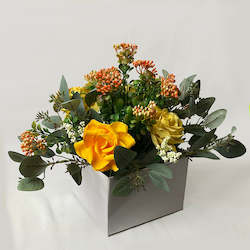 Flower: Yellow/Orange Blooms Box Arrangement - Paper Flowers