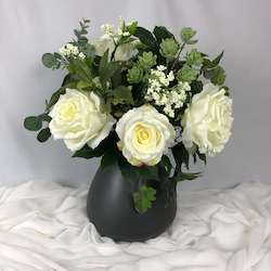 Ivory Peonies and Roses Arrangement | Artificial Silk Flowers
