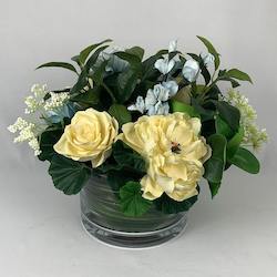 Flower: Lemony Yellow and Baby Blues | Paper Flowers