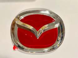 Motor vehicle part dealing - new: 1x Genuine Front RED GRILL EMBLEM BADGE MAZDA 2 3 5 6 GRILLE SIZE 140 MM & 105MM