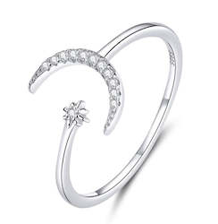 Gift: Secret Garden Crescent Ring - Sterling Silver