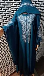Clothing: Bluish green Abaya Khaftan