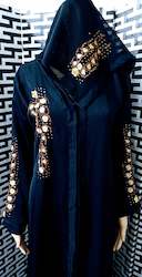 Clothing: Black Embroidery Abaya E2