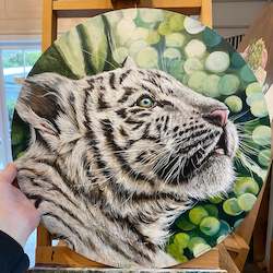 ORIGINAL White Tiger Cub Acrylic Painting