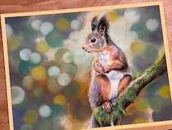 Originals For Sale: Squirrel Portrait in Pastels