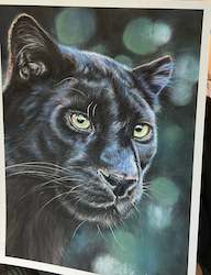 Originals For Sale: Panther Portrait in Pastels