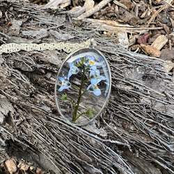 Jewellery: Oval Resin Forget Me Not Necklace #2