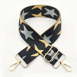 star bag strap black/silver & gold