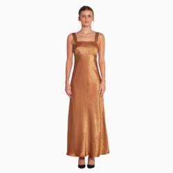Clothing: juliette hogan mei dress (crushed satin) bronze