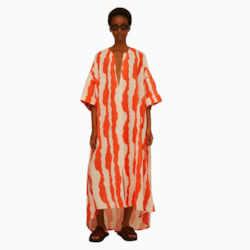 oas orange calima tangelo linen dress