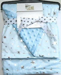 Toy: Blue with Silver Stars and Moons Minky Blanket