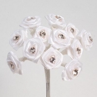 Diamante Ribbon Rose - White