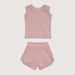 Wide Ribbed Sporty 2-Piece Set - Bisque