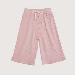 Baby wear: Wide Ribbed Crop Leg Pant - Bisque
