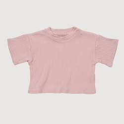 Wide Ribbed Short Sleeve Boxy Tee - Bisque