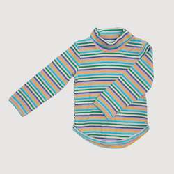 Baby wear: Mock Neck Ribbed Long Sleeve Top - Blue Stripes