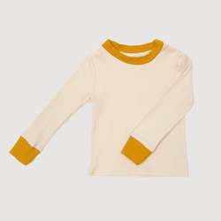 Cuffed Long Sleeve Top - Oatmeal with Gold Binds