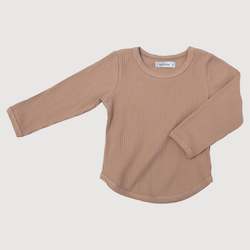 Ribbed Long Sleeve Top - Taupe