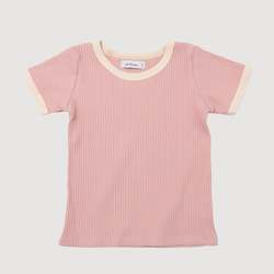 Baby wear: Retro Ringer Ribbed Tee - Musk Pink