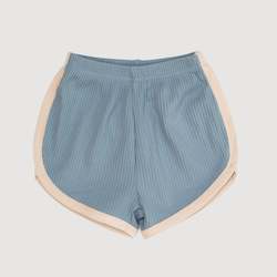 Retro Ribbed Shorts - Dusty Blue