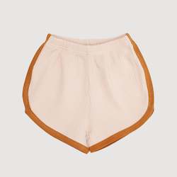 Retro Ribbed Shorts - Oatmeal with Mustard Binds